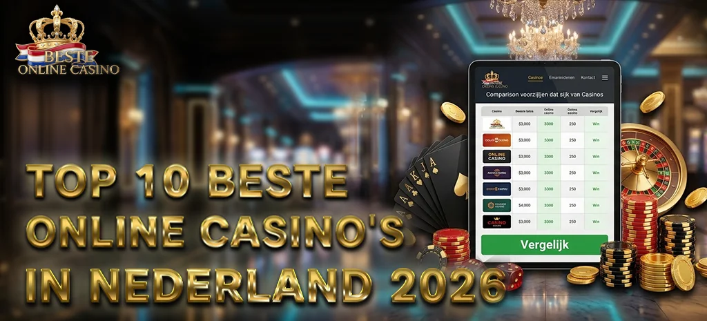 Top 10 beste online casino's in Nederland in 2026 eenvoudig in één overzichtelijke tabel.